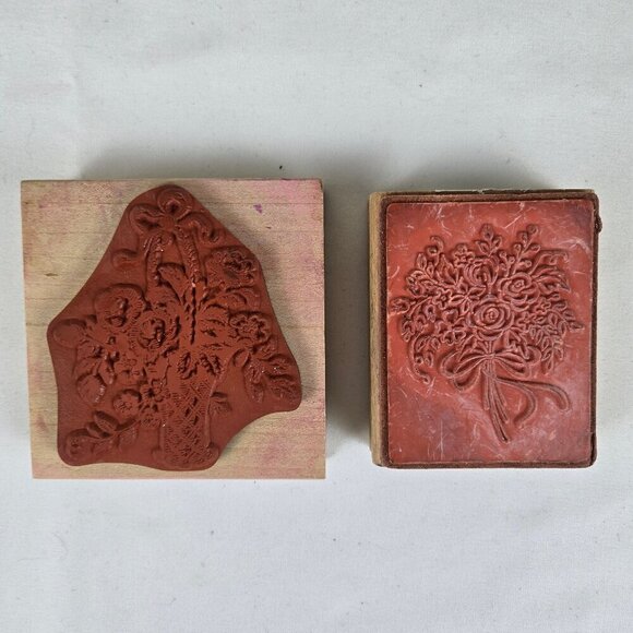 Mixed Brands Bundle of 9 Floral Themed Rubber Stamps Crafts - Picture 3 of 8